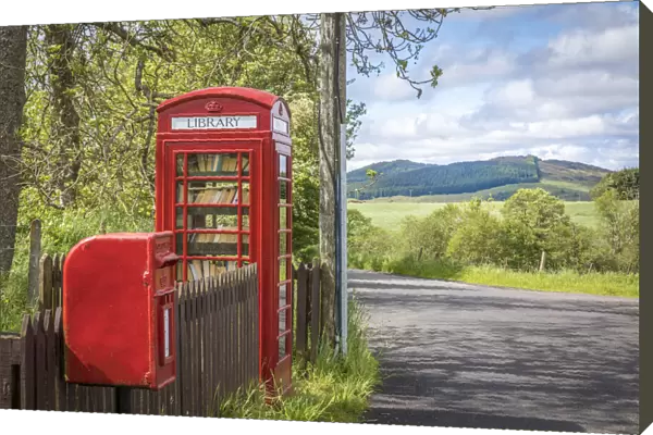 Telephone box redesigned as a library at Blacklunans, Blairgowrie, Perth and Kinross