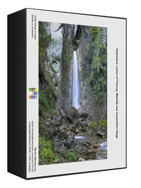Switzerland, Canton of Fribourg, Waterfall near Grandvillard village