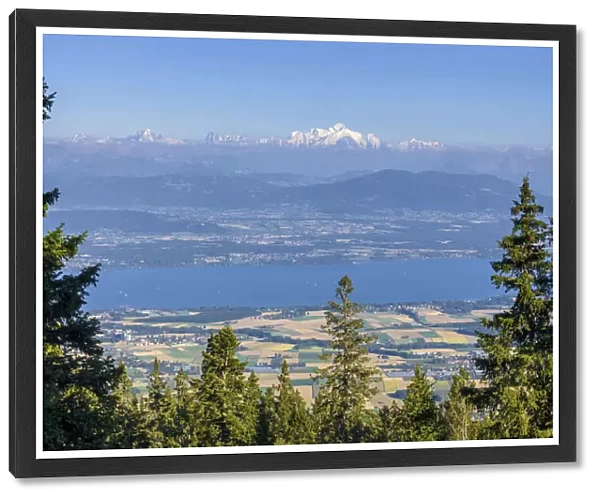 Switzerland, Canton of Vaud, View from La Dole mountain, Lake Geneva