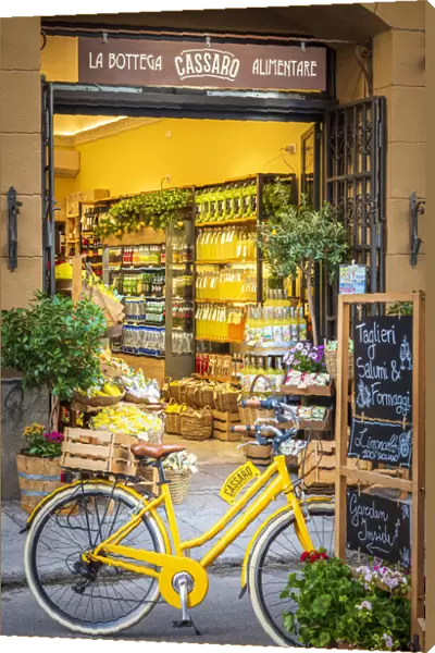 Europe, Italy, Sicily. Palermo. A food store selling limoncello and other specialties on the main Cassaro street
