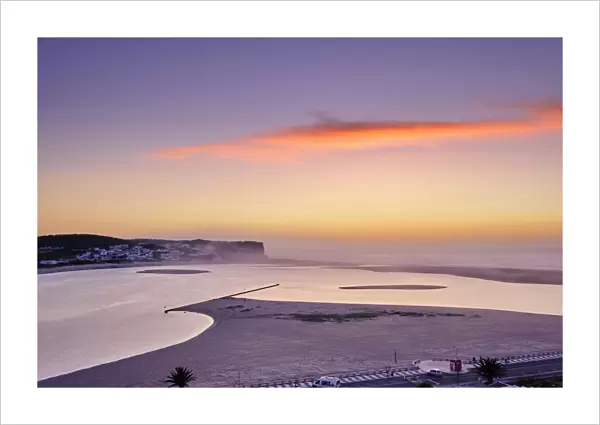 Foz do Arelho beach between the sea and the Obidos Lagoon. Caldas da Rainha, Portugal