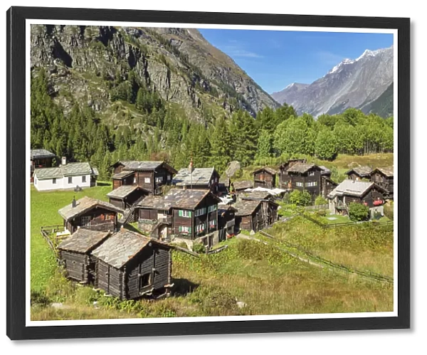 Traditional wooden houses in Furi near Zermatt, Valais, Swiss Alps, Switzerland
