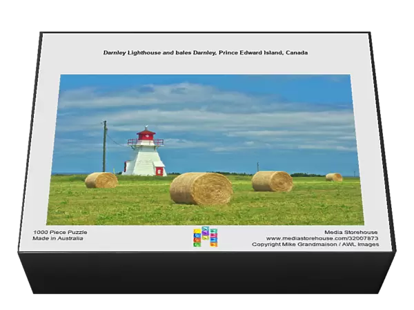 Darnley Lighthouse and bales Darnley, Prince Edward Island, Canada