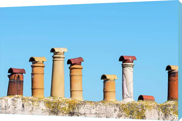 Old chimneys on a roof, Ramsgate, Kent, England