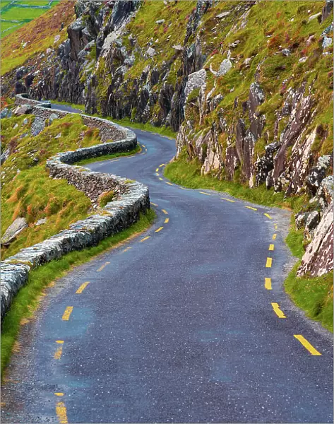 Ireland, Co. Kerry, Dingle, Slea Head, winding country road