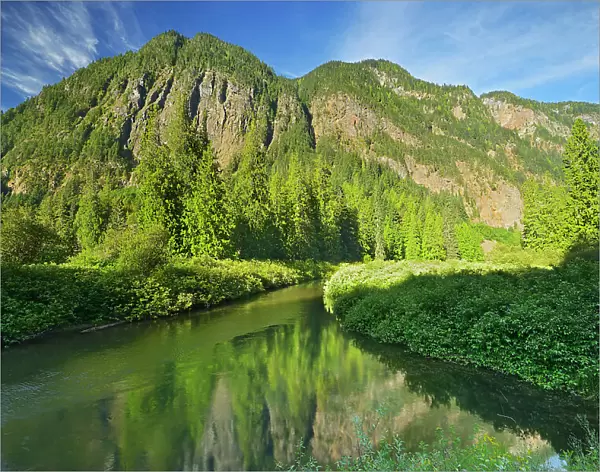 Mountains of the Cascade Range and river, E. C. Manning Provincial Park, British Columbia, Canada
