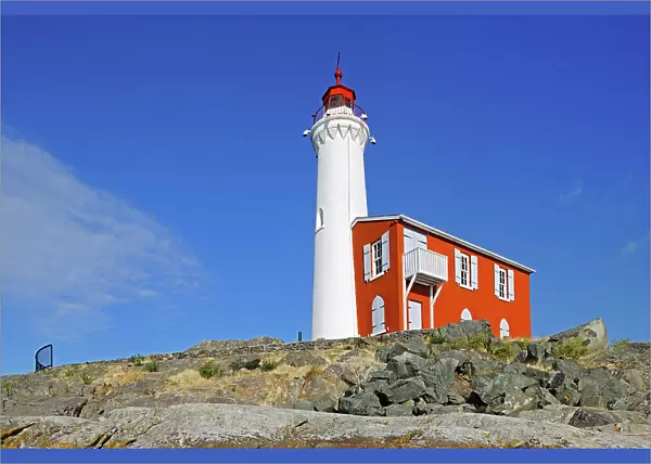 Fisgard Lighthouse National Historic Site on Fisgard Island at the mouth of Esquimalt Harbour, Victoria, British Columbia, Canada