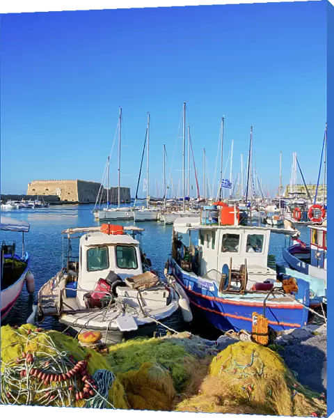Old Venetian Port and The Koules Fortress, City of Heraklion, Crete, Greece
