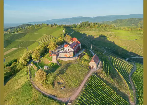 Aerial view at Staufenberg castle near Offenburg, Black Forest, Baden-Wurttemberg, Germany