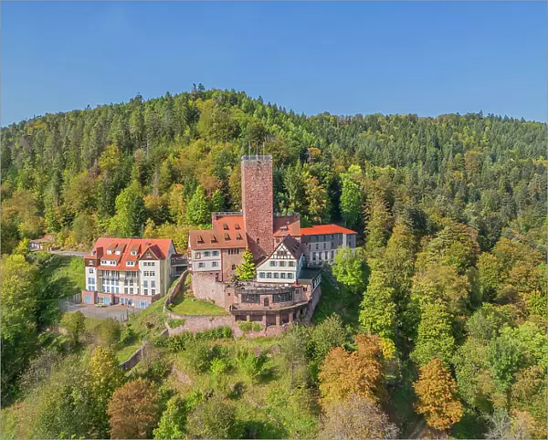 Aerial view at Liebenzell castle, Northern Black Forest, Baden-Wurttemberg, Germany