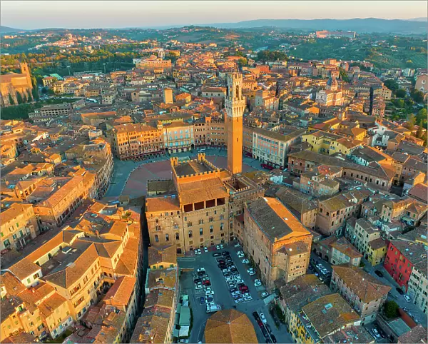 Aerial view of Siena cityscape in Siena, Tuscany, Italy