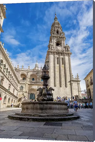 Clock tower, Cathedral, Santiago de Compostela, Galicia, Spain