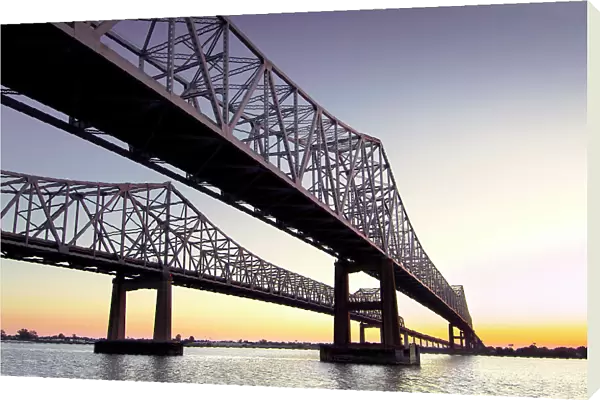 Crescent City Connection are twin cantilever bridges that cross over the lower Mississippi River in New Orleans. Louisiana, USA