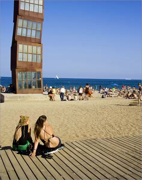 Rebecca Horns sculpture, The Wounded Star, (L'Estel Ferit) on Barceloneta Beach. Barcelona. Spain