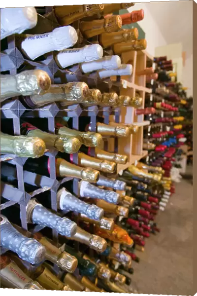 champagne bottles in Storrs Hall Hotel wine cellar in Windermere UK