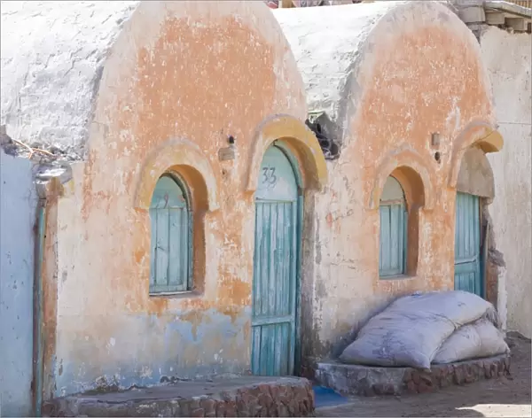 Rundown Arabic housing belonging to poor people in Dahab on the Red Sea in the Sinai Desert Egypt