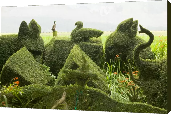 Topiary bushes on a caravan park near Kendal UK