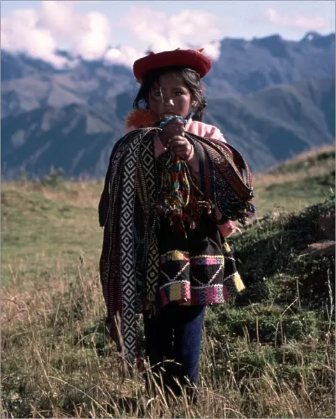 Peruvian Girl. Traditional dress, near Cusco