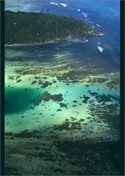 Aerial view of St Anne Marine Park, Mahe, Seychelles, Indian Ocean