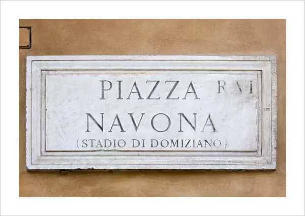 20091774. ITALY Rome Lazio Wall street sign for Piazza Navona once the Stadium of Domitian