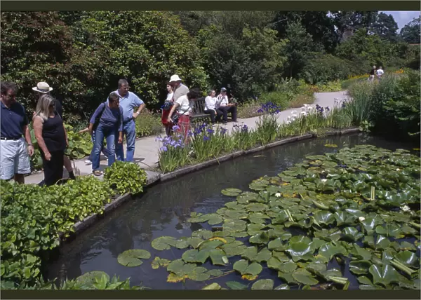ENGLAND Surrey Woking Wisley Royal Horticultural Society Garden Visitors looking over