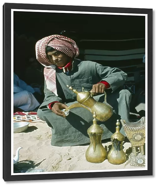 Qatar, General, Bedouin youth pouring coffee