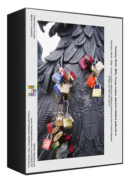 Germany, Berlin, Mitte, Young couples attached initialled padlocks to the