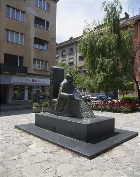 Croatia, Zagreb, Old town, Statue on Marticeva street in the design district