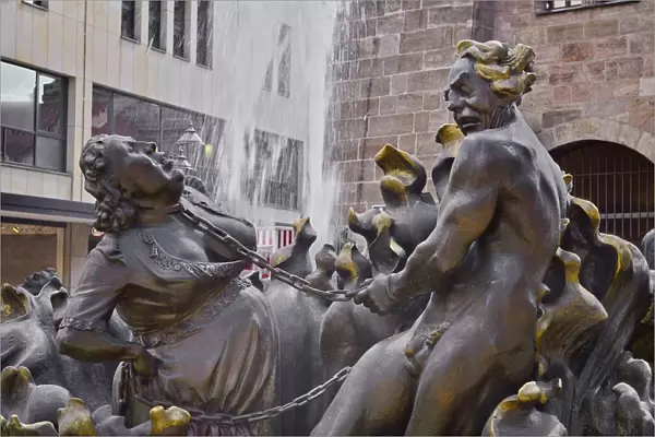 Germany, Bavaria, Nuremberg, Ehekarussell or Marriage Merry Go Round Fountain
