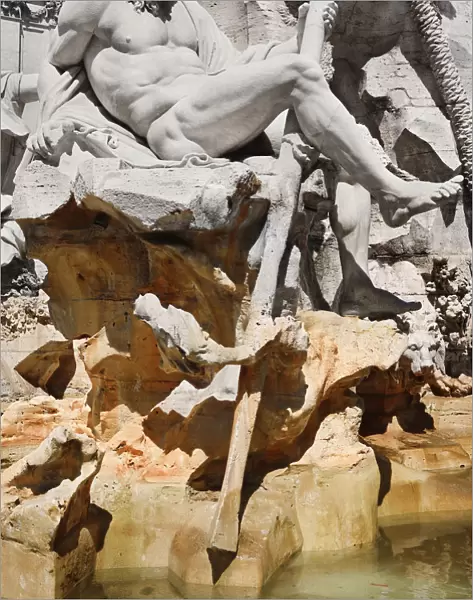 Italy, Rome, Piazza Navona, Fontana dei Quattro Fiumi or Fountain of the Four Rivers, Zeus statue