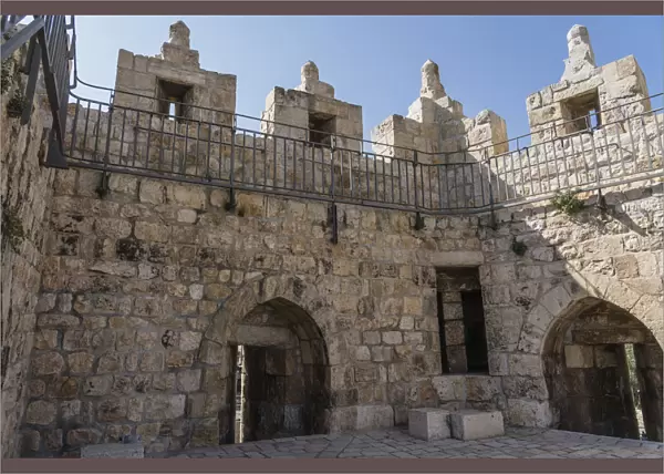The top of the Damascus Gate in Jerusalem
