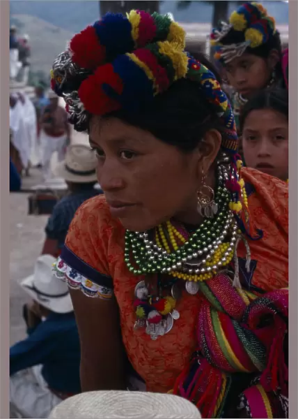 GUATEMALA, El Quiche, San Andres de Sacabaja Quiche Indian woman wearing traditional