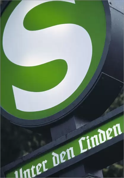 20049404. GERMANY Berlins Bahn or Railway station sign on Unter den Linden