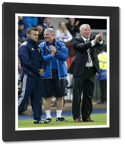 Rangers Ally McCoist Celebrates Ian Black's Goal: Scottish League Cup Triumph at Falkirk Stadium
