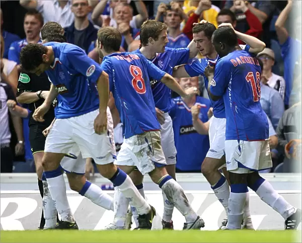 Rangers Barry Ferguson Celebrates Opening Goal Against Motherwell in Clydesdale Bank Premier League
