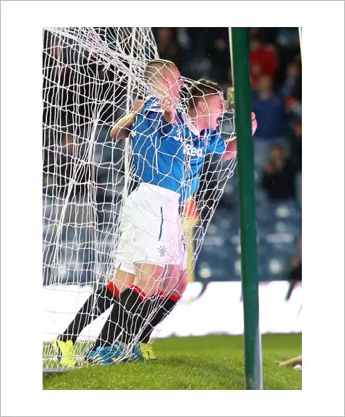 Macleod and Miller's Jubilant Moment: Rangers Goal Celebration at Ibrox Stadium (Scottish Championship: Rangers vs Falkirk)