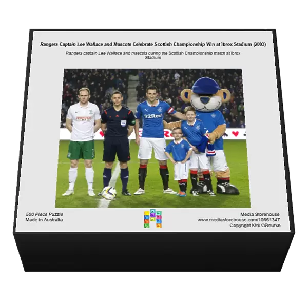 Rangers Captain Lee Wallace and Mascots Celebrate Scottish Championship Win at Ibrox Stadium (2003)