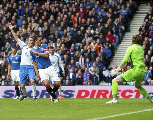 Rangers Lee Wallace Scores the Decisive Goal in Scottish Premiership Play-Off Quarter Final vs. Queen of the South at Ibrox Stadium