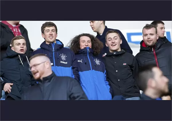 Rangers Ryan Hardie Amidst the Passionate Ibrox Crowd: Scottish Premiership Play-Off Final - Rangers vs Motherwell (Scottish Cup Champion Reunion)