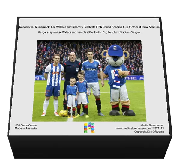 Rangers vs. Kilmarnock: Lee Wallace and Mascots Celebrate Fifth Round Scottish Cup Victory at Ibrox Stadium