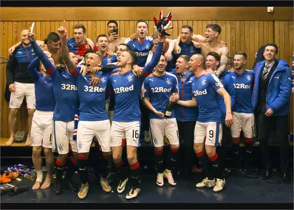 Champions Triumph: Rangers Football Club Celebrates Winning the Ladbrokes Championship in Ibrox Stadium's Home Dressing Room (2003)