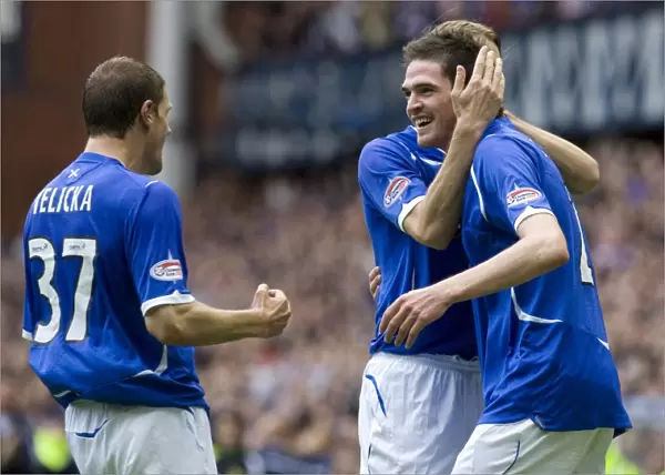 Rangers Kyle Lafferty: First Goal Celebration (Rangers 2-0 Hearts, Clydesdale Bank Scottish Premier League, Ibrox Stadium)