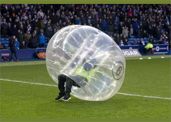 Bubble Football at Halftime: Adding Fun to Rangers vs Dundee in the Ladbrokes Premiership, Ibrox Stadium