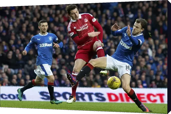 Intense Battle at Ibrox: Rangers Andy Halliday Tackles Aberdeen's Kenny McLean