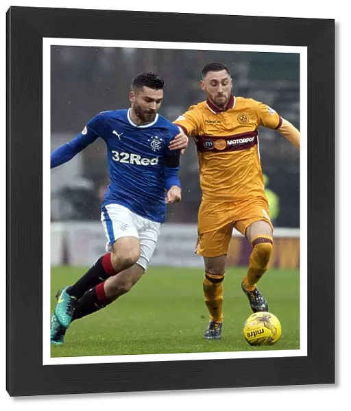 Jon Toral Stands Strong: Tense Moment in Rangers vs Motherwell Ladbrokes Premiership Clash at Fir Park