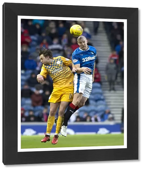 Rangers Philippe Senderos Secures the Ball Against Greenock Morton in Scottish Cup Fifth Round at Ibrox Stadium