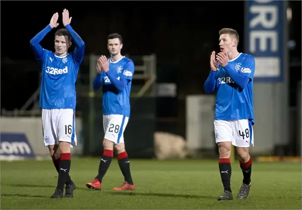 Rangers Players Show Appreciation to Fans after Victory at Firhill Stadium