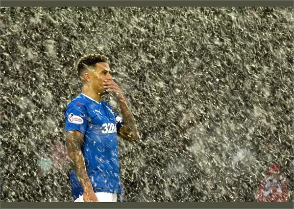 Rangers Tavernier in Disbelief: Snowy Scottish Cup Clash at Ayr United's Somerset Park (2003)