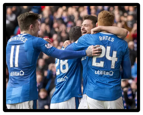 Rangers Defender Russell Martin's Euphoric Goal Celebration vs. Heart of Midlothian (Scottish Premiership, Ibrox Stadium)
