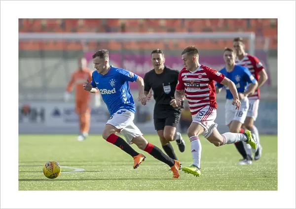 Rangers Andy Halliday Charges Forward in Ladbrokes Premiership Clash at Hamilton's Hope Central Business District Stadium